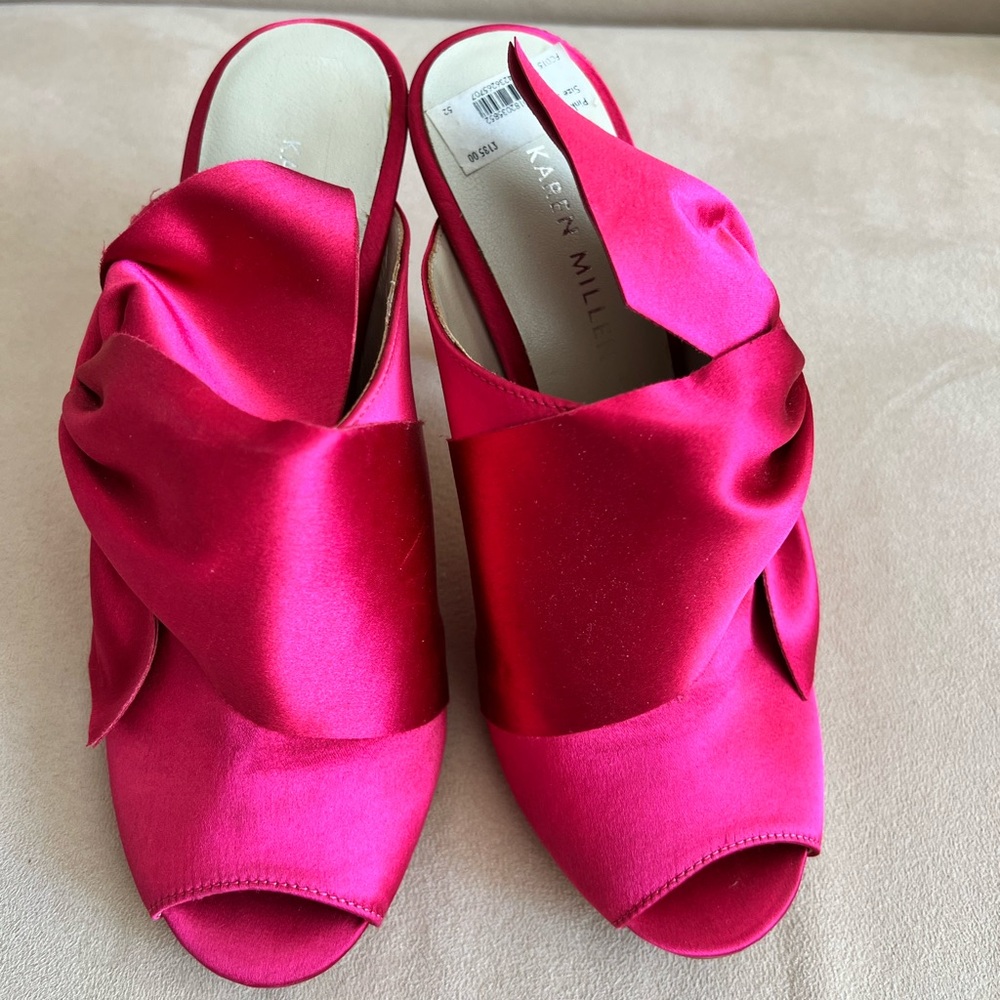 Brand new Karen Millan satin hot pink heels